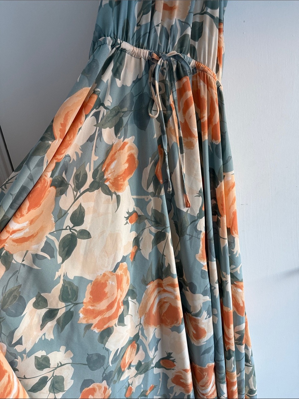 Lulu's Floral Halter Maxi Dress in Sage and Peach - Picture 2 of 5